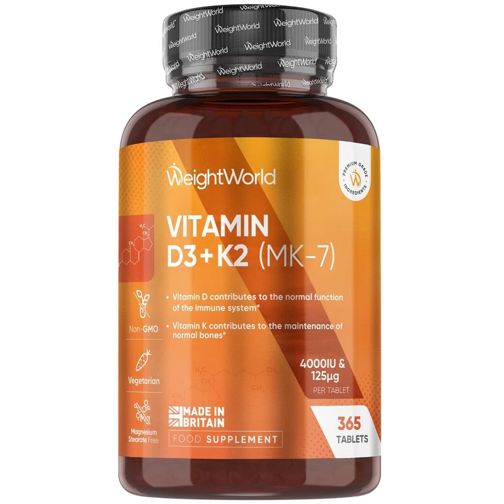 Витамин D3 4000 IU + K2 125 µg х 365 таблетки WeightWorld