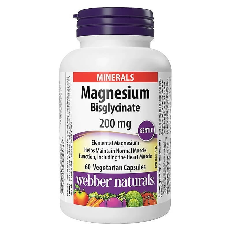 Магнезий Бисглицинат 200 mg 60 V капсули Webber Naturals