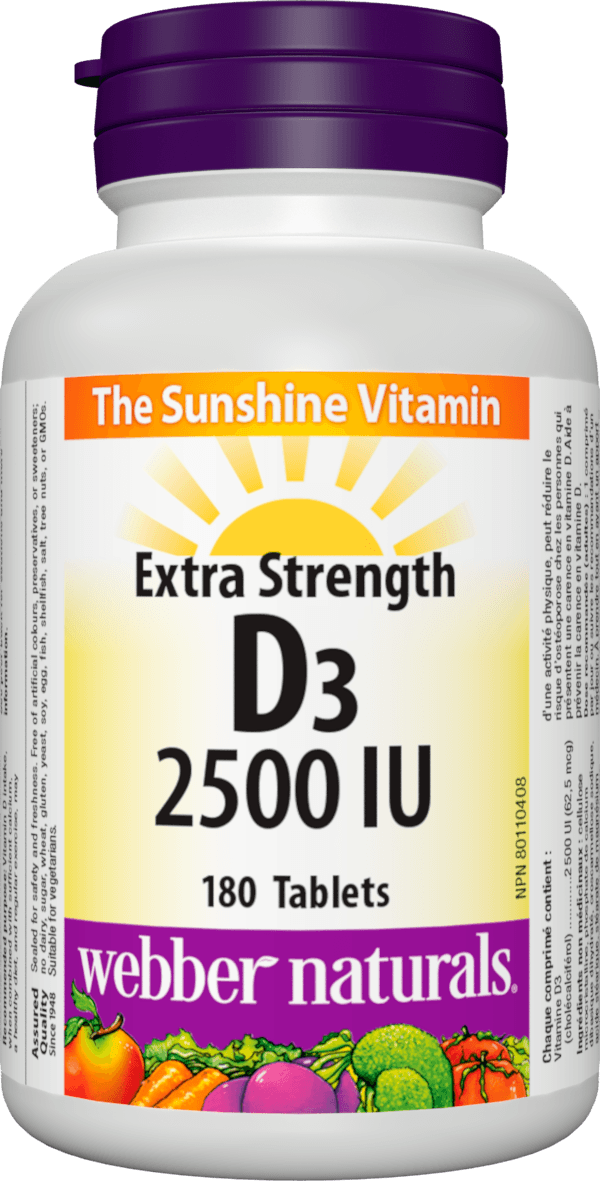 Витамин D3 2500 IU x 180 таблетки Webber Naturals