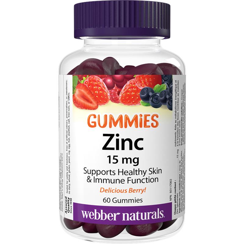 Цинк (глюконат) Гъми 15 mg х 60 желирани таблетки Webber Naturals