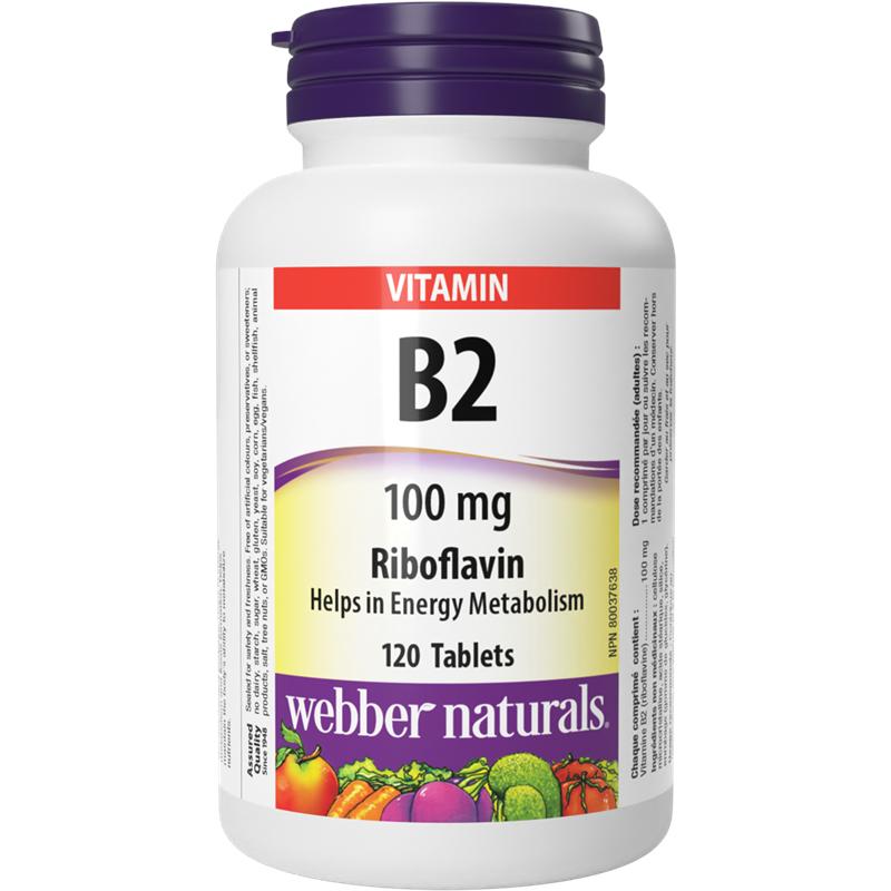 Витамин B2 (рибофлавин) 100 mg х 120 таблетки Webber Naturals