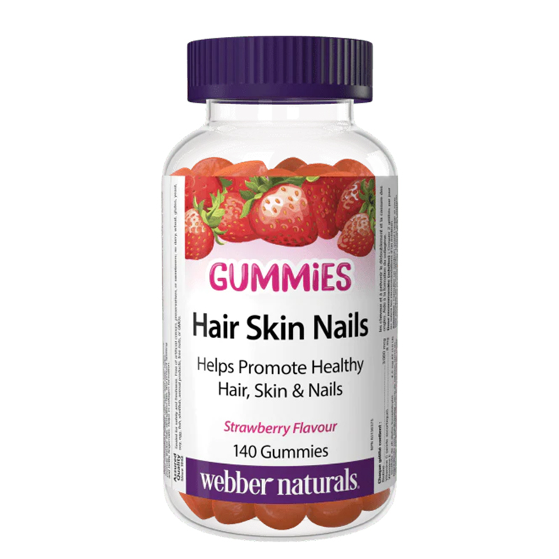Коса, кожа и нокти Гъми x 140 желирани таблетки, с вкус на ягода Webber Naturals