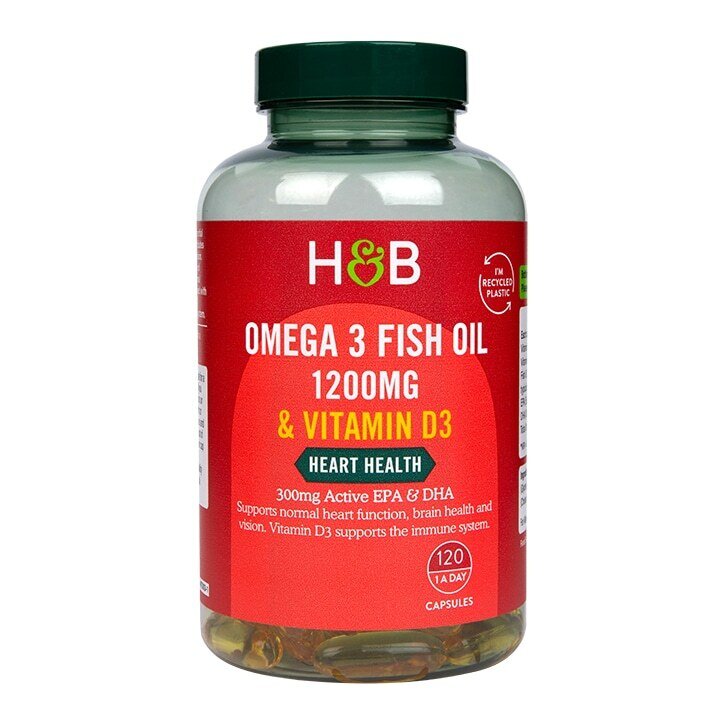 Омега 3 Рибено масло + Витамин Д3 (Omega 3 Fish Oil + D3) 1200mg 120 капсули