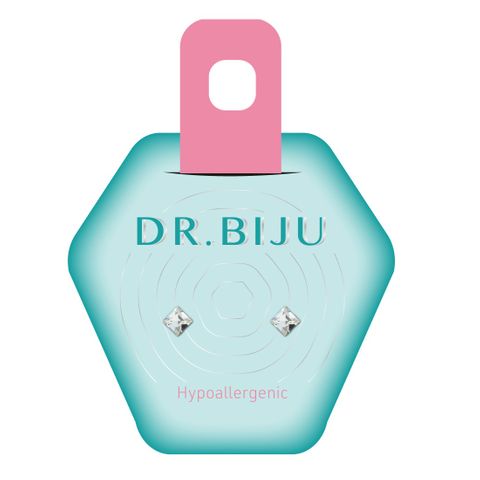 Dr.Biju Хипоалергенни обеци Square Crystal 4.0 мм,